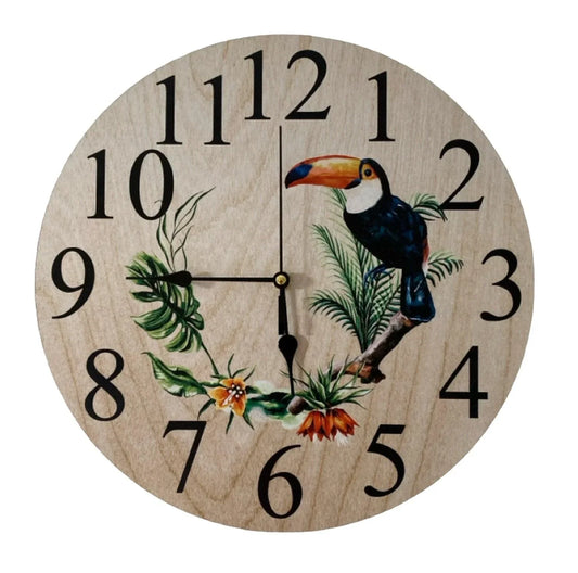 Clock Wall Toucan Bird Tropical Aussie Made - The Renmy Store Homewares & Gifts
