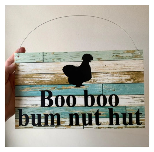 Silkie Chicken Custom Personalised Sign Rustic Blue - The Renmy Store Homewares & Gifts