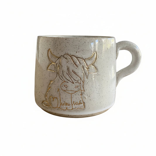 Handmade Highland Cow Country Gold Ceramic Mug | Aussie Made Wolf and Clay