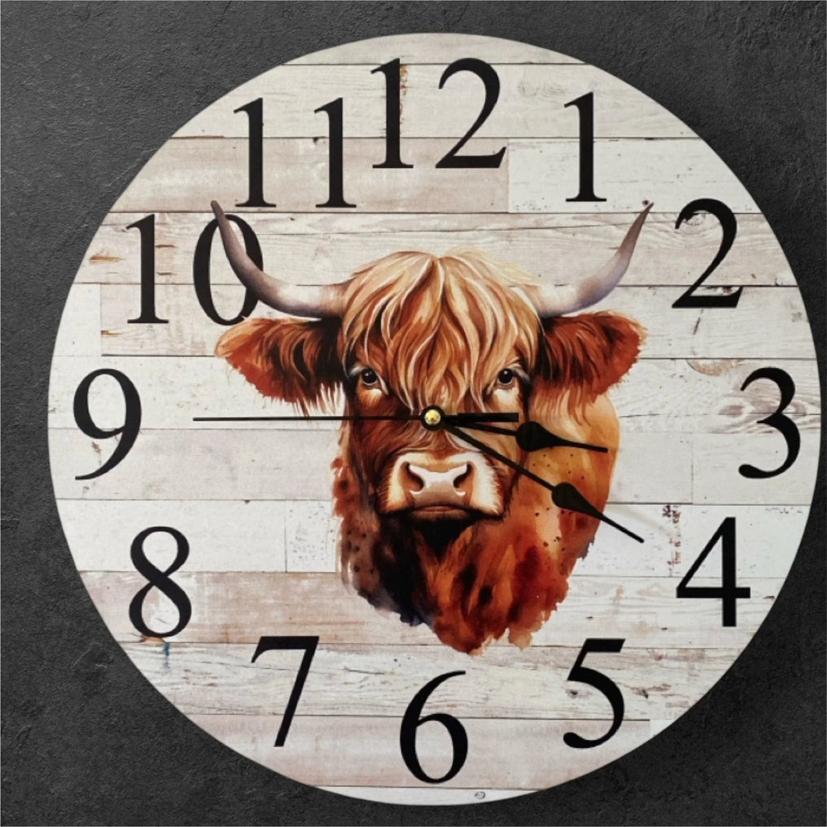 Clock Wall Cow Highland 30cm or 60cm Aussie Made - The Renmy Store Homewares & Gifts