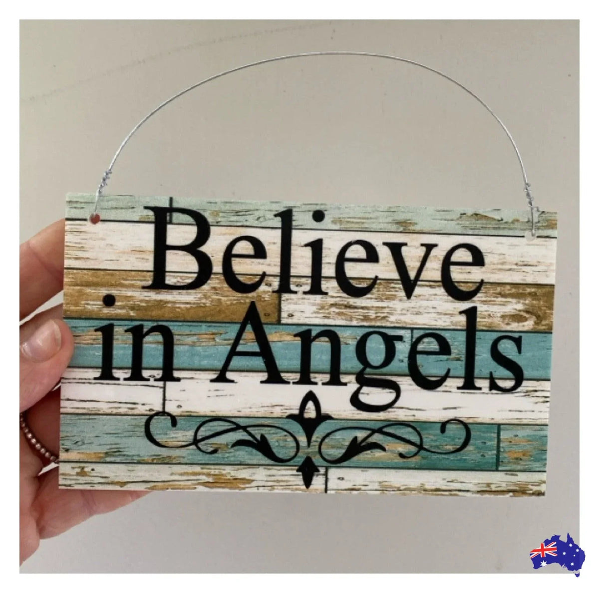 Custom Personalised Blue Timber Look Sign - The Renmy Store Homewares & Gifts