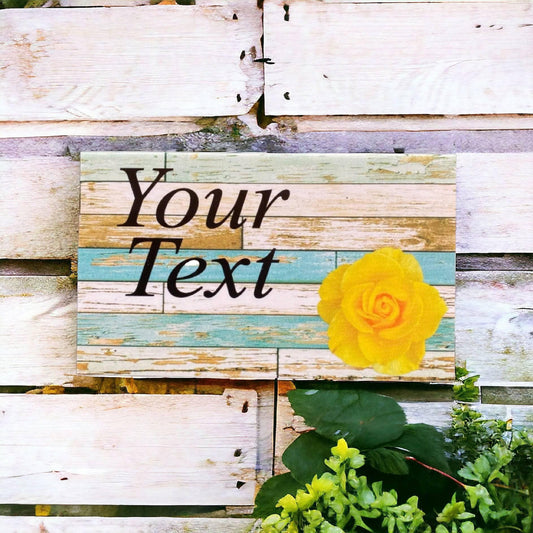Rose Yellow Garden Blue Custom Personalised Sign - The Renmy Store Homewares & Gifts