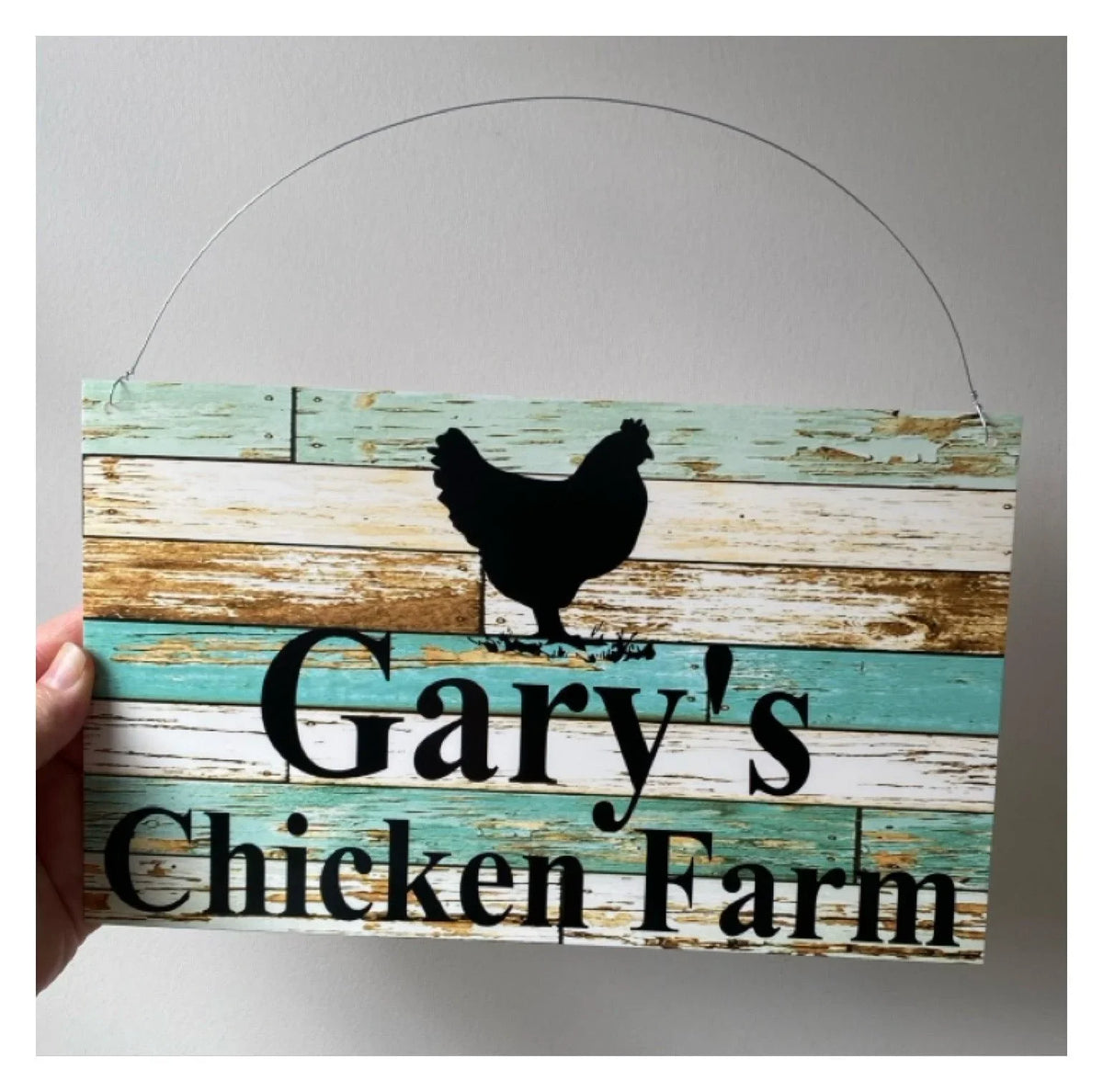 Chicken Hen Custom Personalised Sign Rustic Blue - The Renmy Store Homewares & Gifts