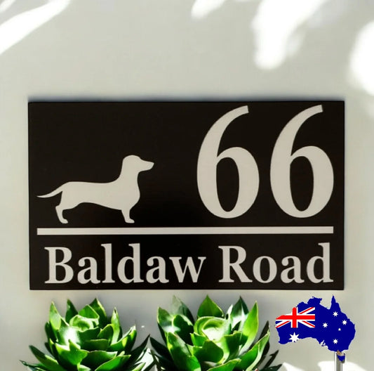 Personalised Street Number Address Letter Box Dachshund Dog Custom Sign - The Renmy Store Homewares & Gifts