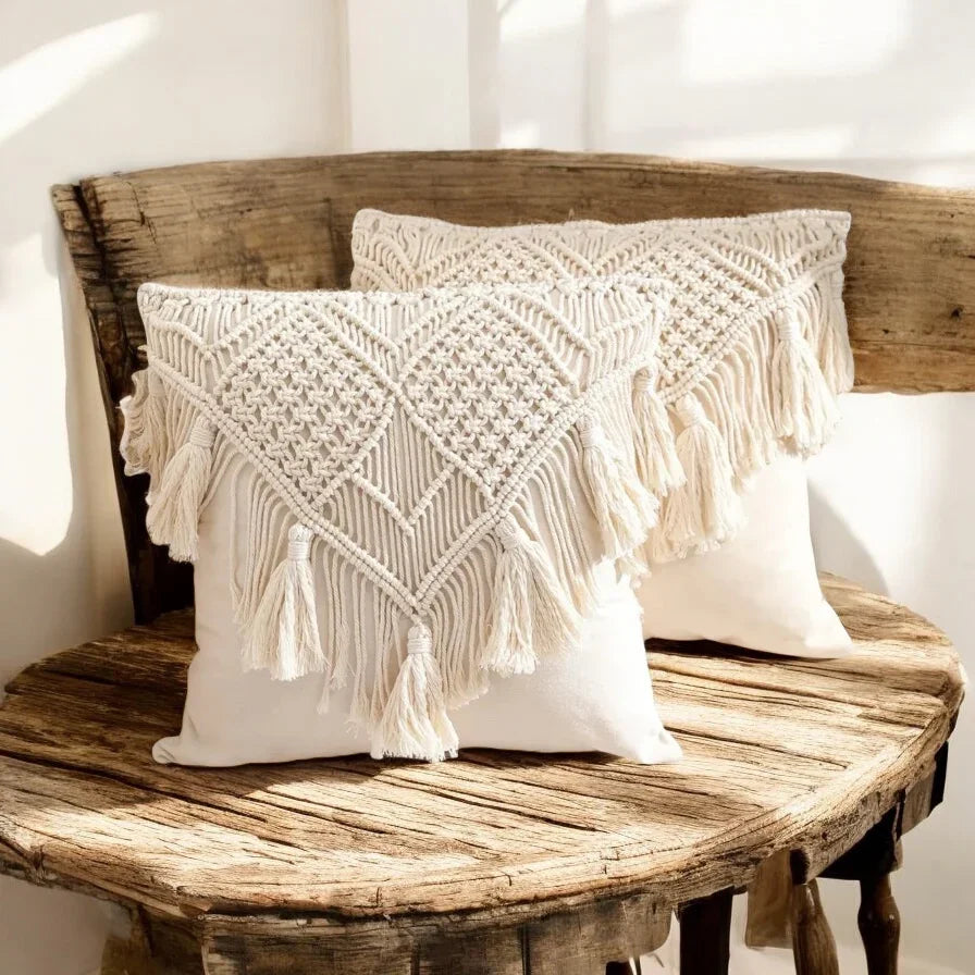 Cushion Cover Pillow Macrame Boho Woven