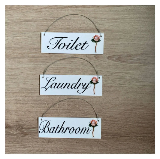 Protea Toilet Laundry Bathroom Door Sign - The Renmy Store Homewares & Gifts