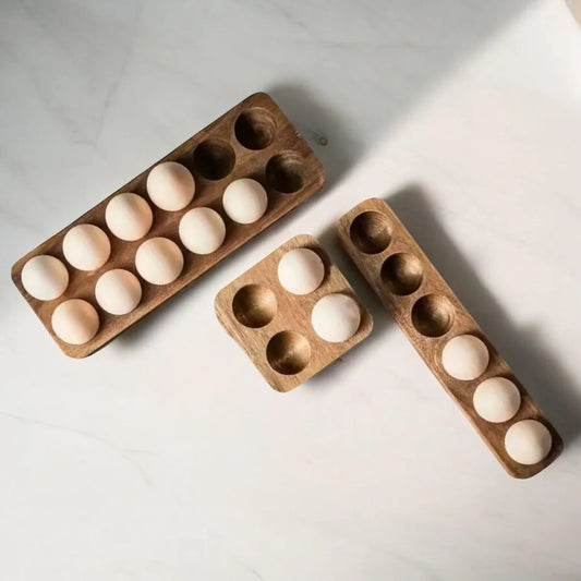 Egg Holder Storage Wooden Organiser Tray