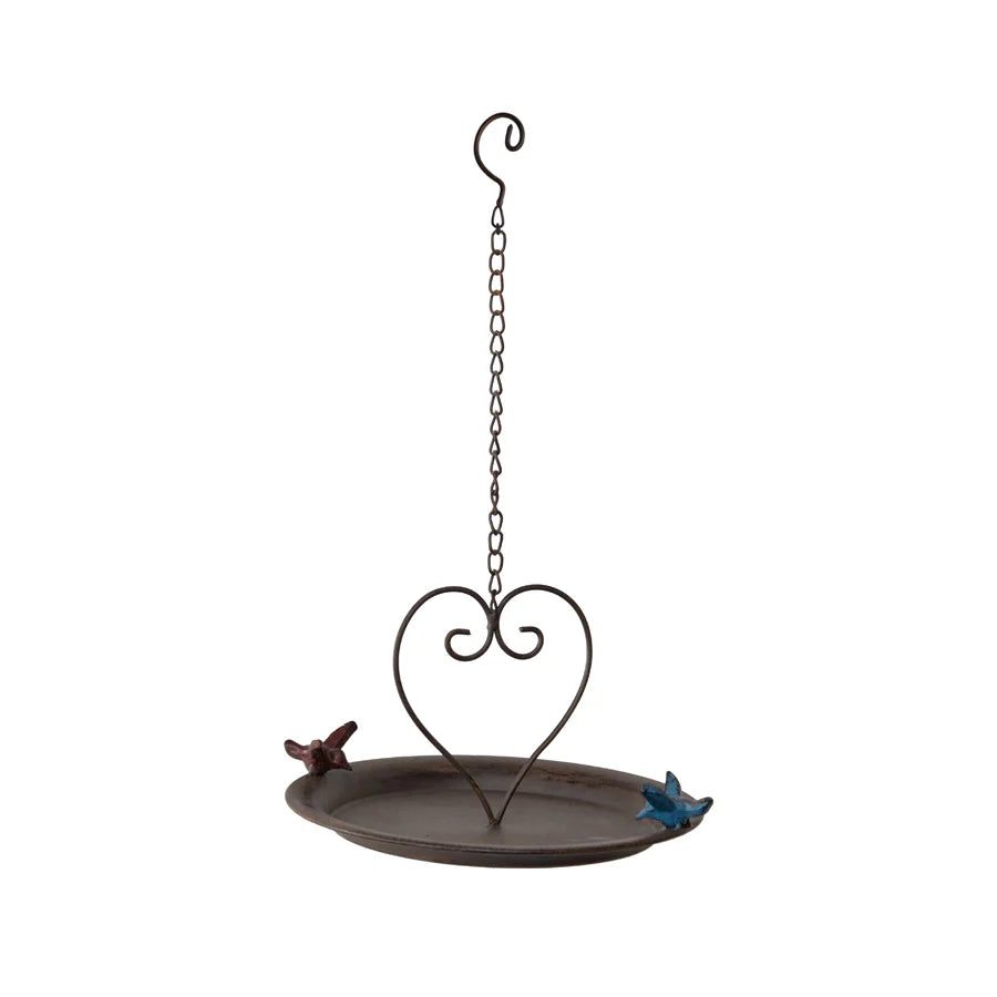 Bird Feeder Hanging 27cm Red Blue Rustic Garden