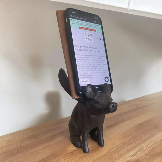 Phone Holder Cast Iron Flying Pig Ornament - The Renmy Store Homewares & Gifts