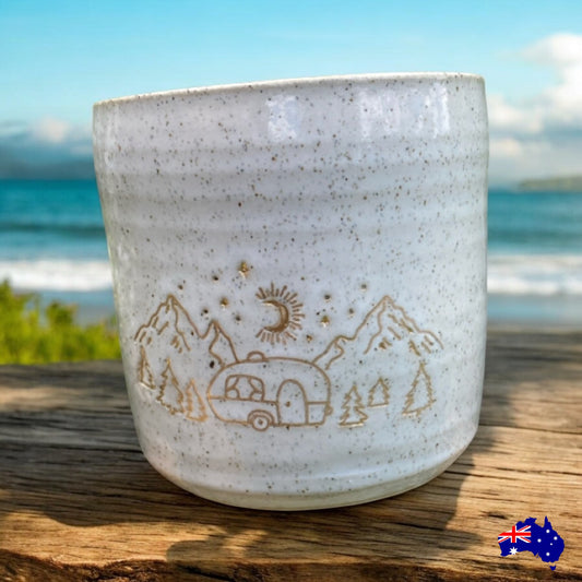 Mug Cup Camping Caravan Pottery Ceramic Aussie Made - The Renmy Store Homewares & Gifts