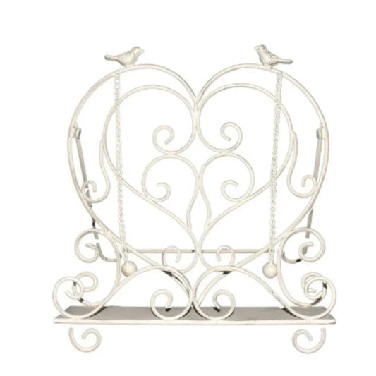 Book Stand Heart Love White Wash Provincial | Iron Recipe Stand 32.5x25x35cm