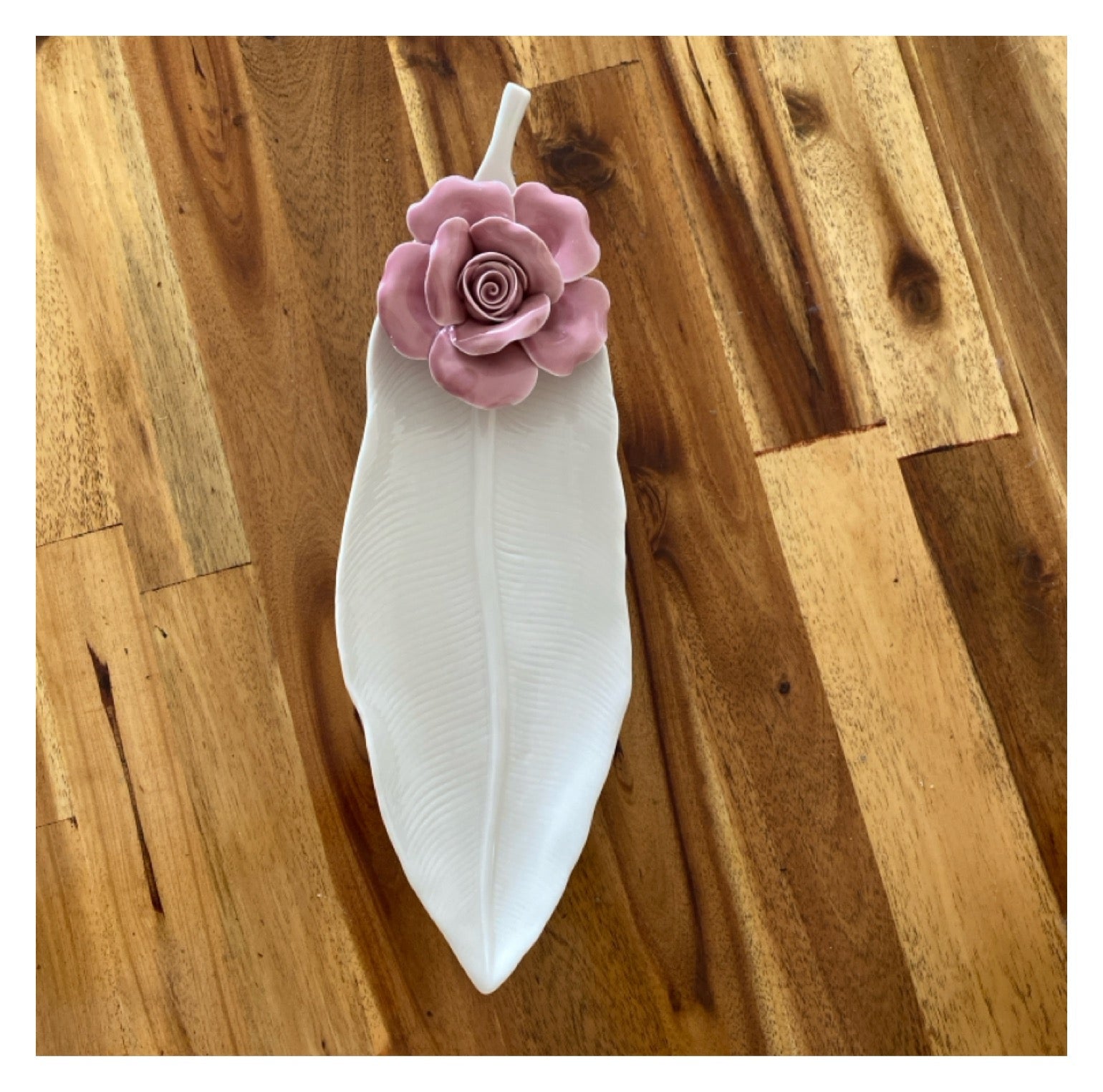 Plate Tray White Leaf Flower - The Renmy Store Homewares & Gifts 