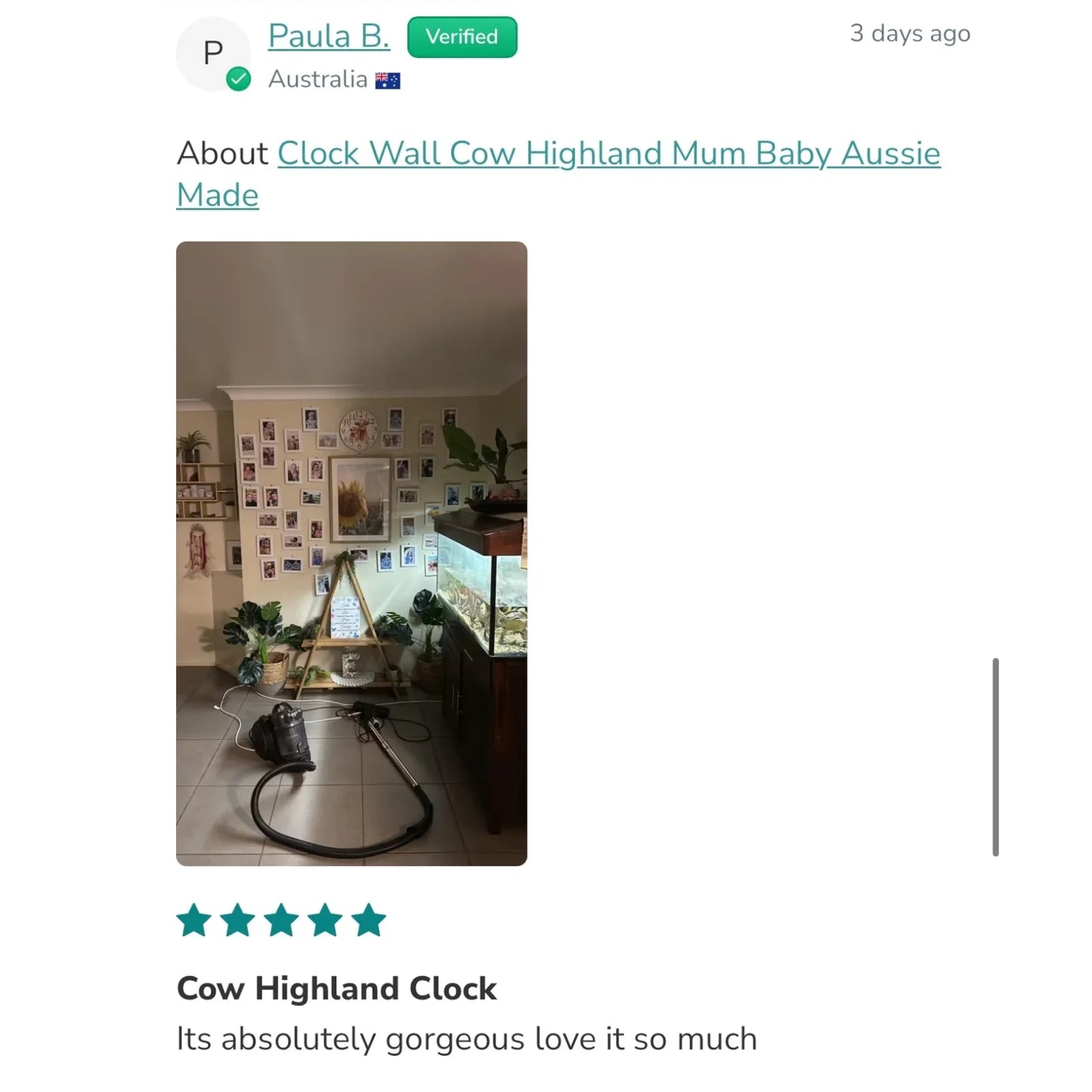 Clock Wall Cow Highland Mum Baby 30cm or 60cm Aussie Made - The Renmy Store Homewares & Gifts