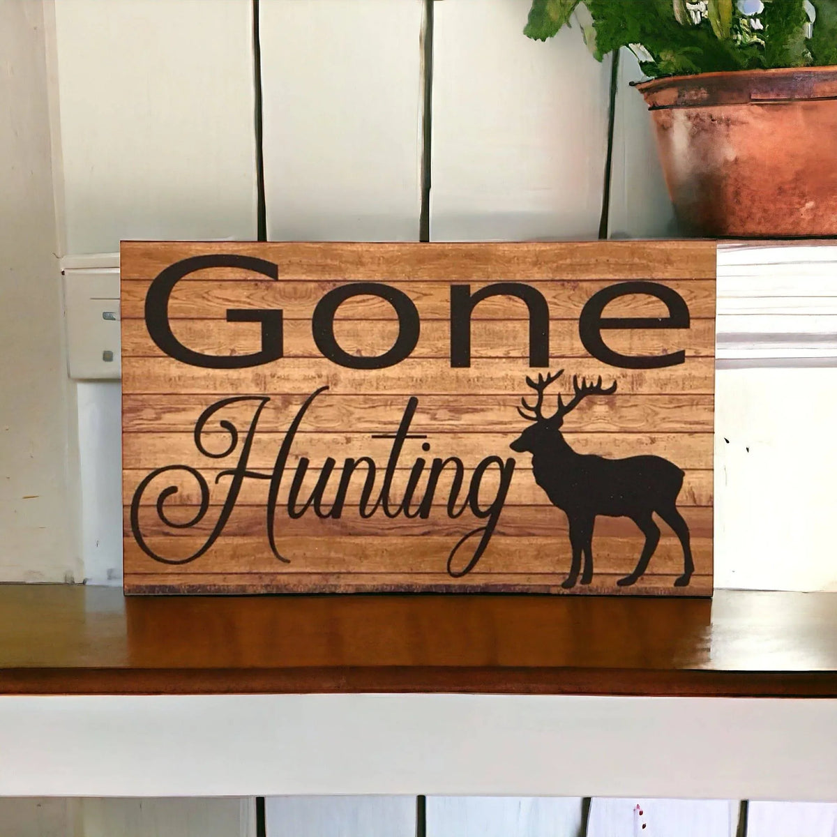 Gone Hunting Deer Stag Sign - The Renmy Store Homewares & Gifts
