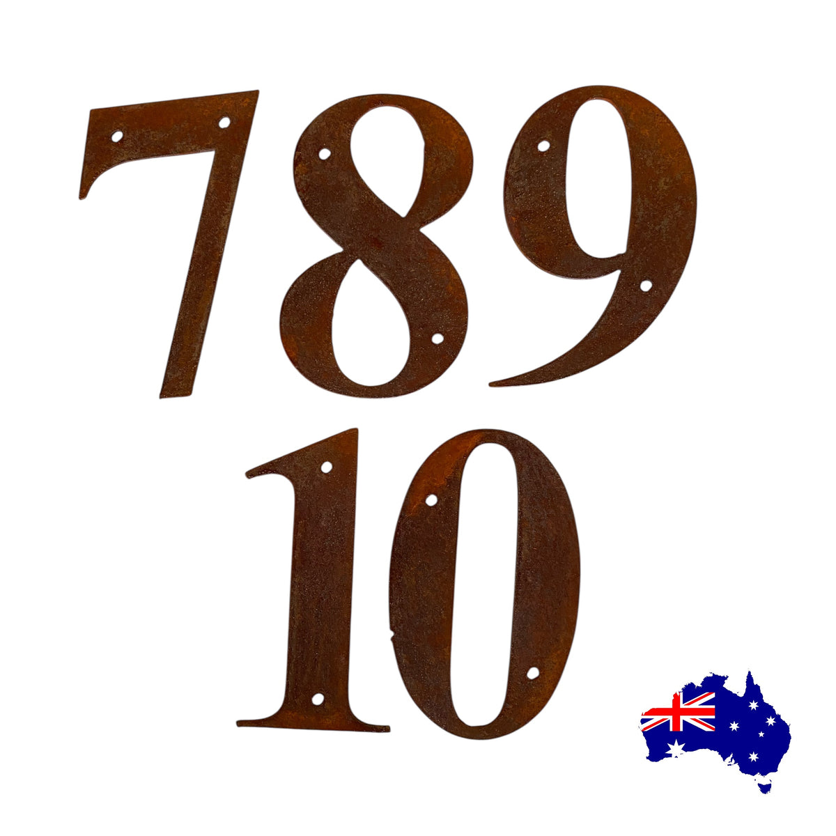 Rusty Metal House Numbers & Letters | Cor10 Steel Letterbox Street Address Sign Aussie Made