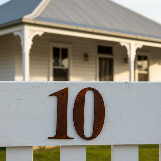 Rusty Metal House Numbers | Cor10 Steel Letterbox Street Address Sign Aussie Made