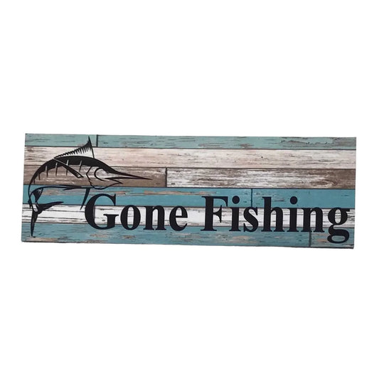 Gone Fishing with Marlin Fish Blue Sign - The Renmy Store Homewares & Gifts