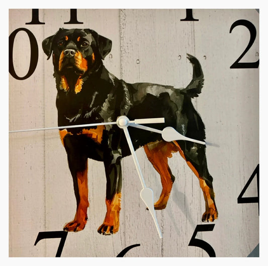 Clock Wall Dog Rottweiler 30cm 60cm Aussie Made