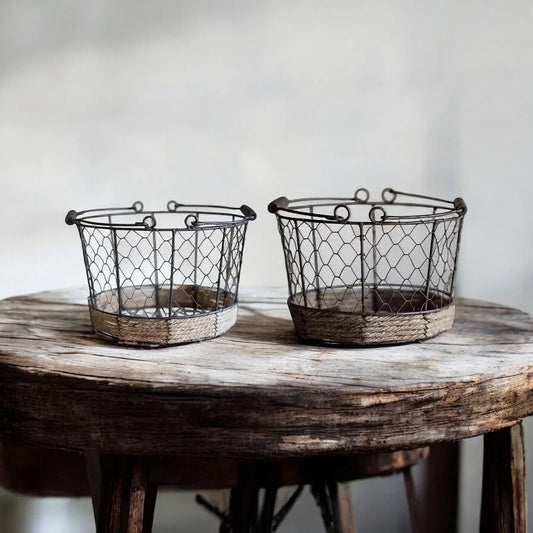 Storage Basket Fruit Eggs Metal Farmhouse - The Renmy Store Homewares & Gifts