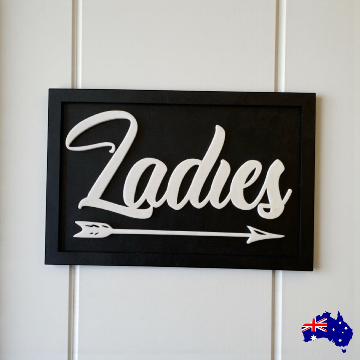 Custom Timber Sign - Personalised Ladies Gents Arrow - Australian Made
