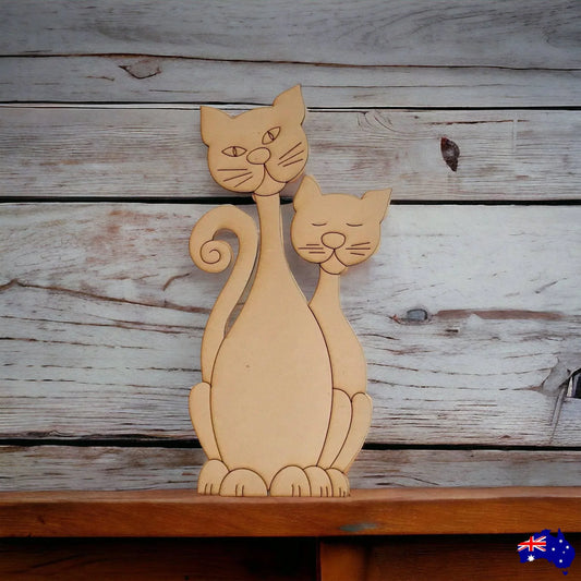 Two Cats Cat Standing DIY Raw MDF Timber - The Renmy Store Homewares & Gifts