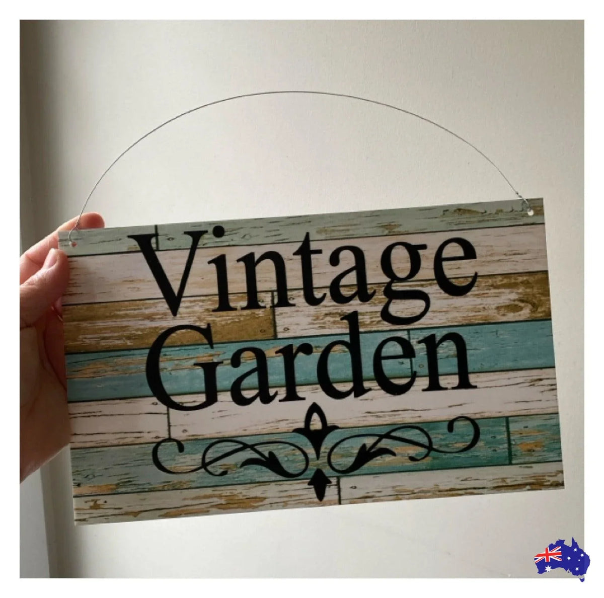 Custom Personalised Blue Timber Look Sign - The Renmy Store Homewares & Gifts