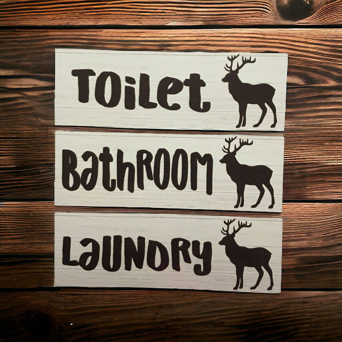 Stag Deer Black Door Sign Toilet Laundry Bathroom - The Renmy Store Homewares & Gifts