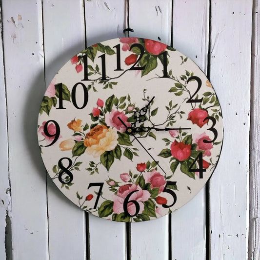 Clock Wall Country Cottage Floral Aussie Made - The Renmy Store Homewares & Gifts