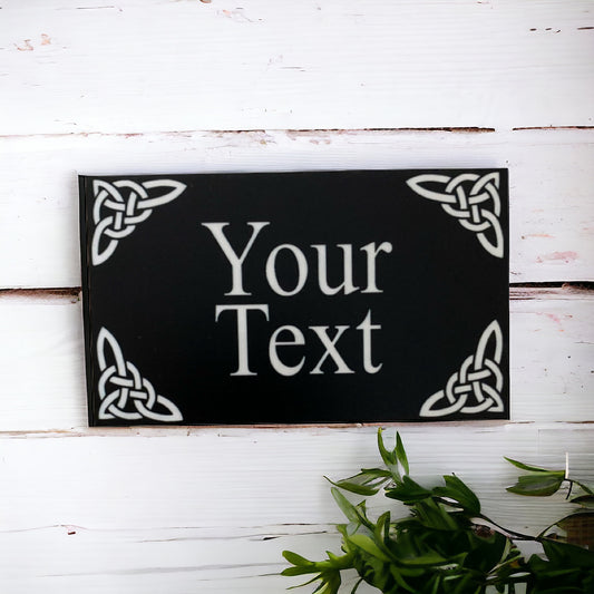 Celtic Scroll Black Custom Personalised Sign - The Renmy Store Homewares & Gifts 