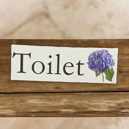 Hydrangea Flower Door Sign Toilet Laundry Bathroom - The Renmy Store Homewares & Gifts