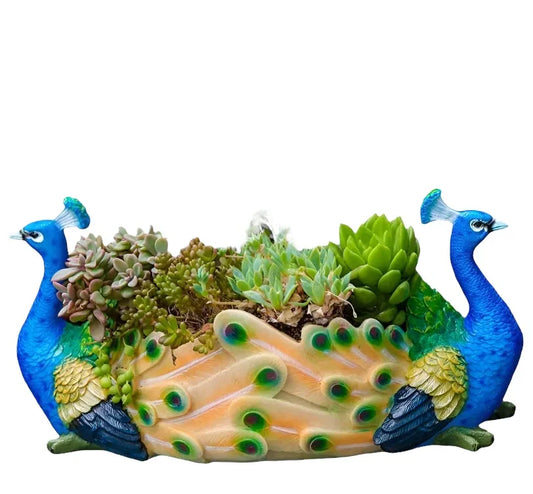 Planter Pot Peacock Bird Flower Garden - The Renmy Store Homewares & Gifts