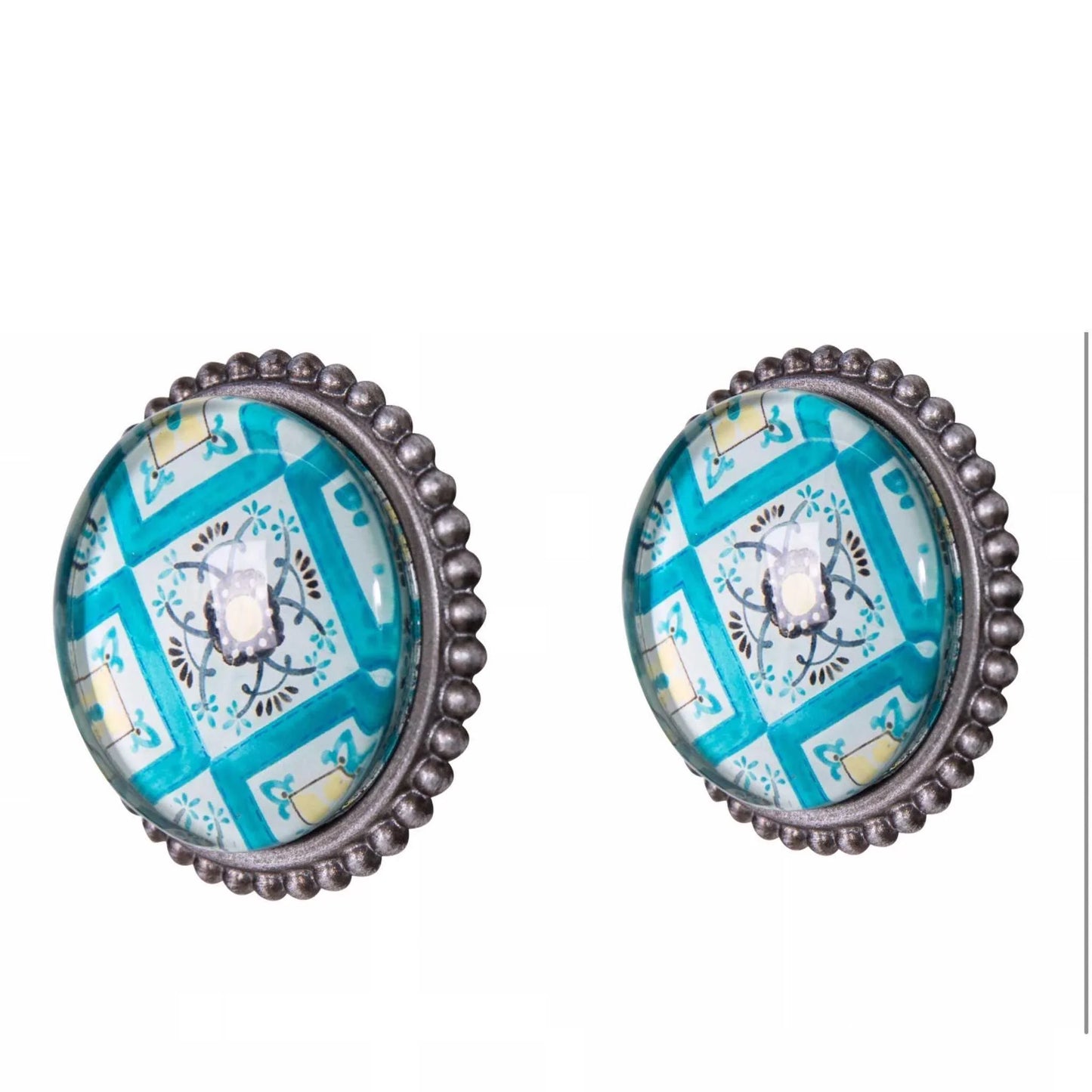 Knob Draw Pull Set x2 Silver Blue Antares - The Renmy Store Homewares & Gifts