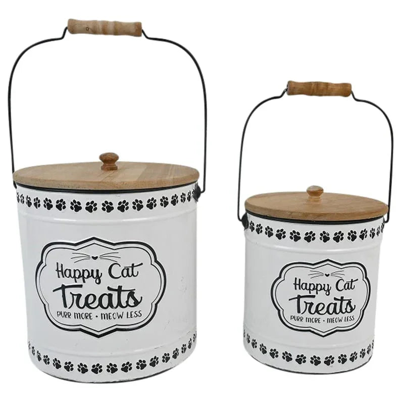 Cat Treat Canister Jar Happy Kitty Vintage