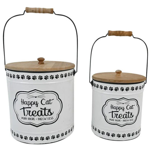 Cat Treat Canister Jar Happy Kitty Vintage