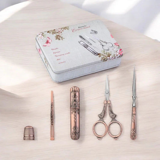 Sewing Scissors Set Box Retro Vintage - The Renmy Store Homewares & Gifts