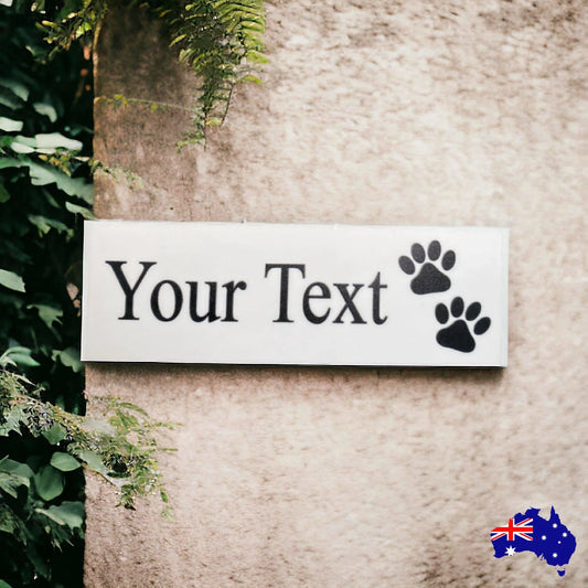 Paw White Pet Cat Dog Personalised Custom Sign - The Renmy Store Homewares & Gifts