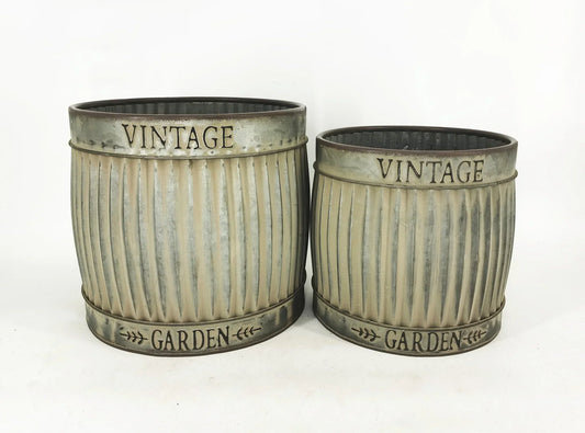 Planter Pot Bin Wall Rustic Vintage Garden Set of 2