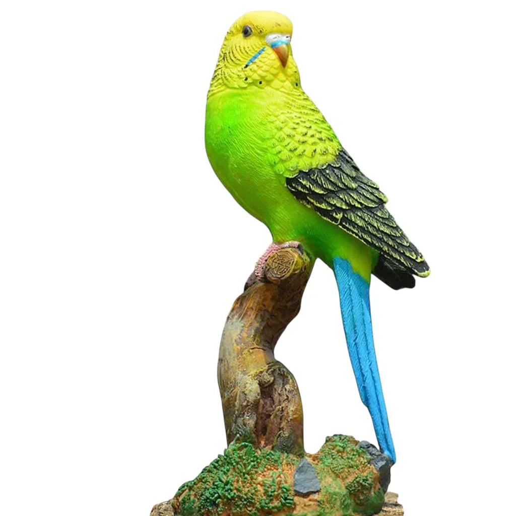 Budgie Ornament Figurine Blue or Green approx 8x7x16cm