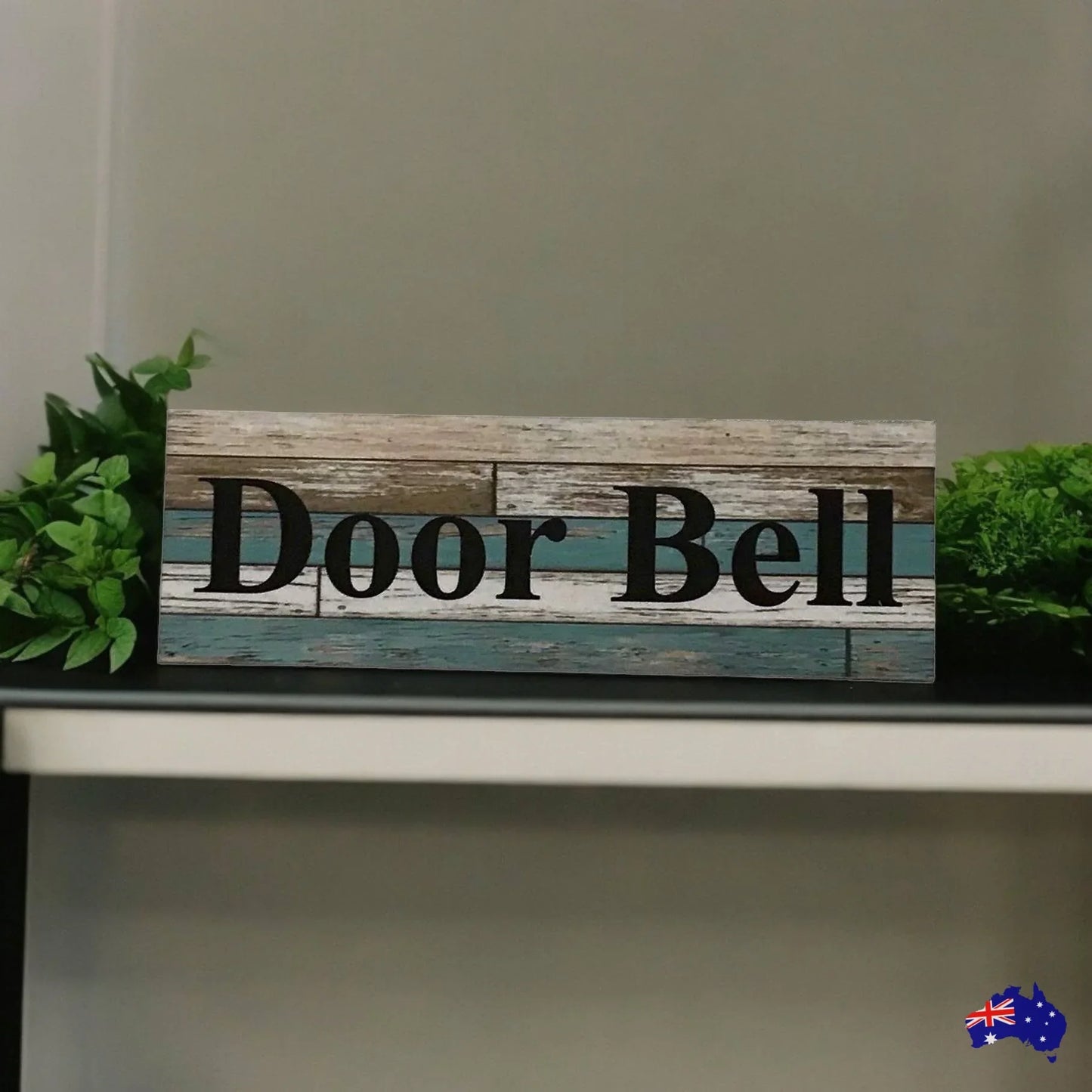 Door Bell Blue Timber Style Sign - The Renmy Store Homewares & Gifts