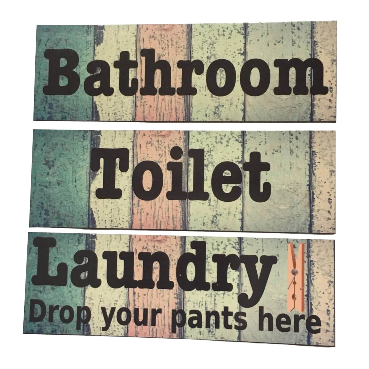 Rustic Colourful Timber Look Door Room Sign Toilet Laundry Bathroom - The Renmy Store Homewares & Gifts