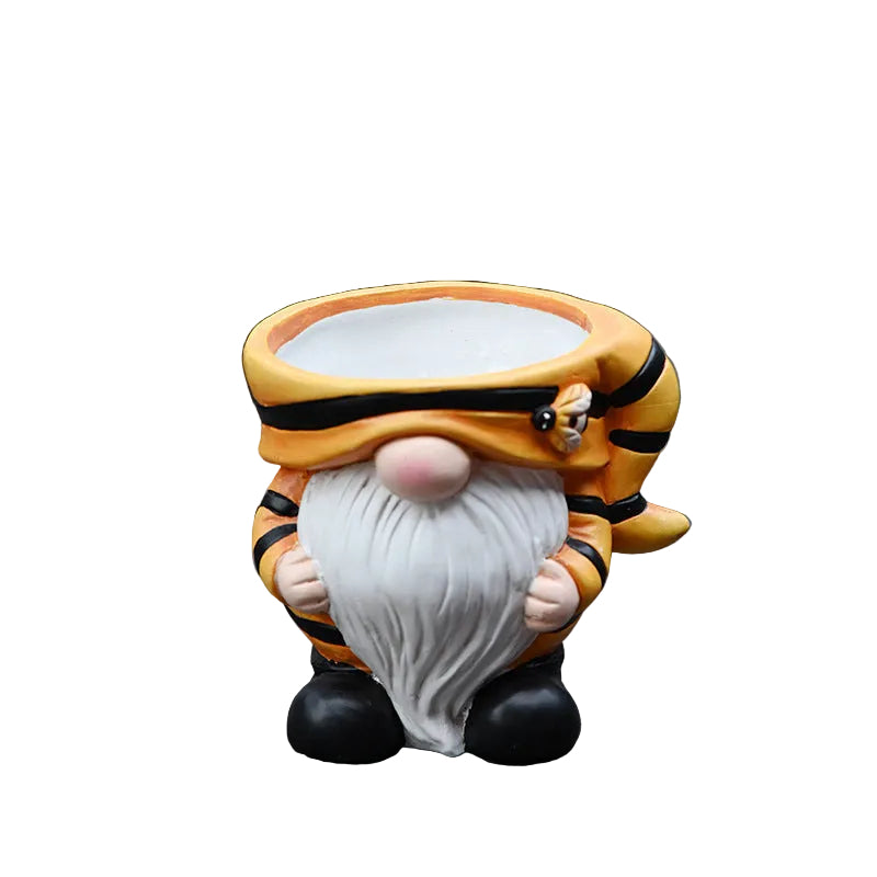 Garden Gnome Planter Pot 15.5cm - Bee & Ladybug Decor