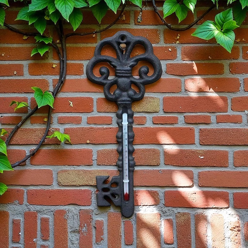 Thermometer Key Cast Iron 22.5cm Wall Rustic Vintage