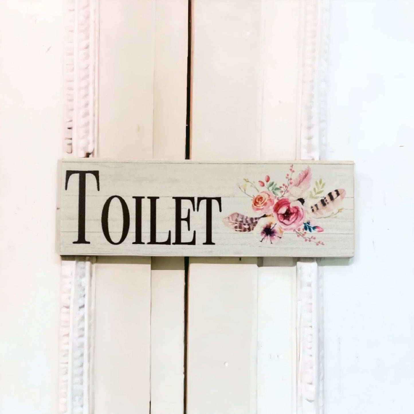 Flowers Feathers Toilet Laundry Bathroom Door Sign - The Renmy Store Homewares & Gifts