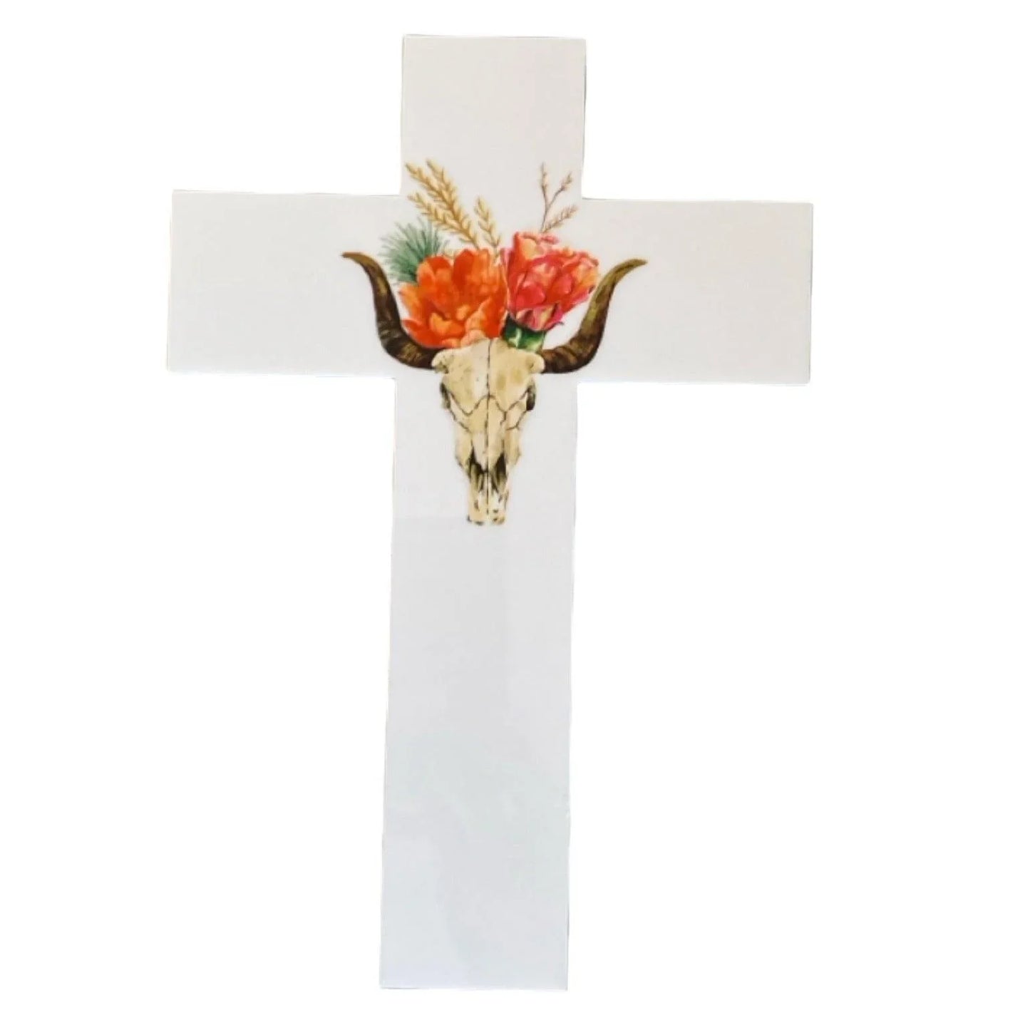 Cross Cow Skull Floral Boho Home Garden Wall Decoration - The Renmy Store Homewares & Gifts