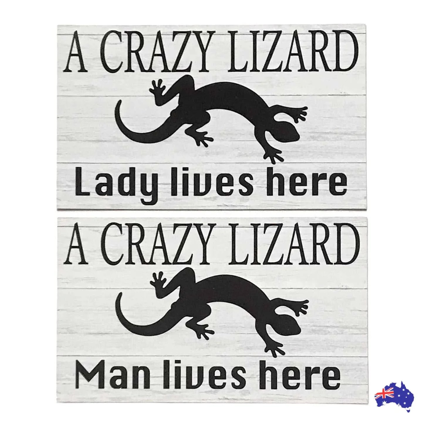 Crazy Lizard Lady or Man Live Here Sign - The Renmy Store Homewares & Gifts
