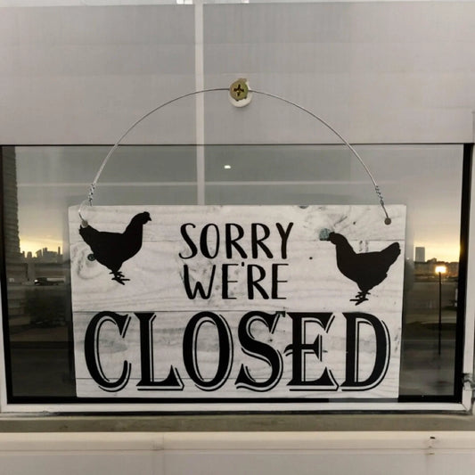 Open Closed Chicken Butcher Egg Shop Hanging Sign - The Renmy Store Homewares & Gifts