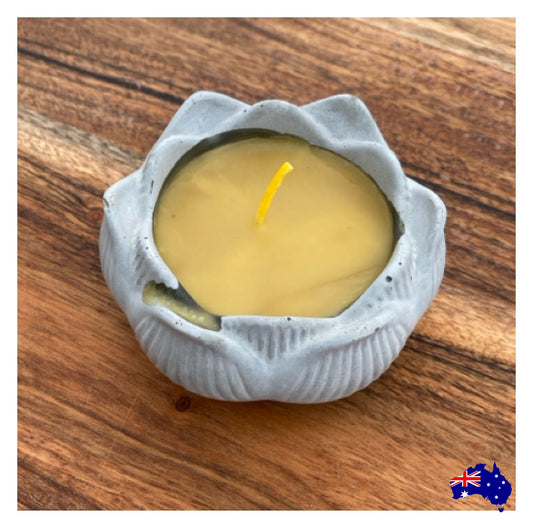 Pure Beeswax Lotus Zen Candle Aussie Handmade