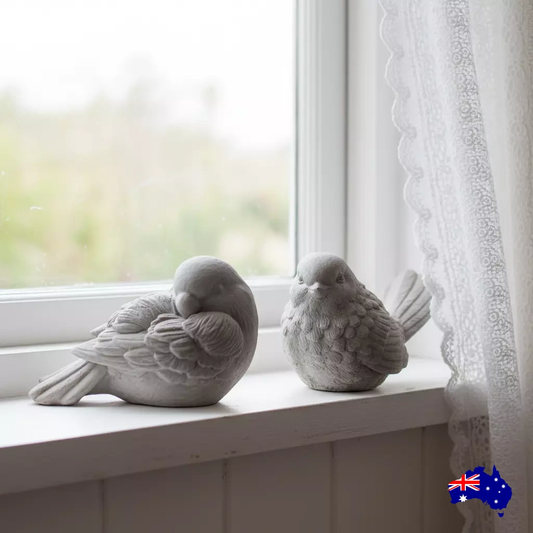 Concrete Bird & Parrot Ornament Set | Handmade Aussie Made Garden & Home Decor