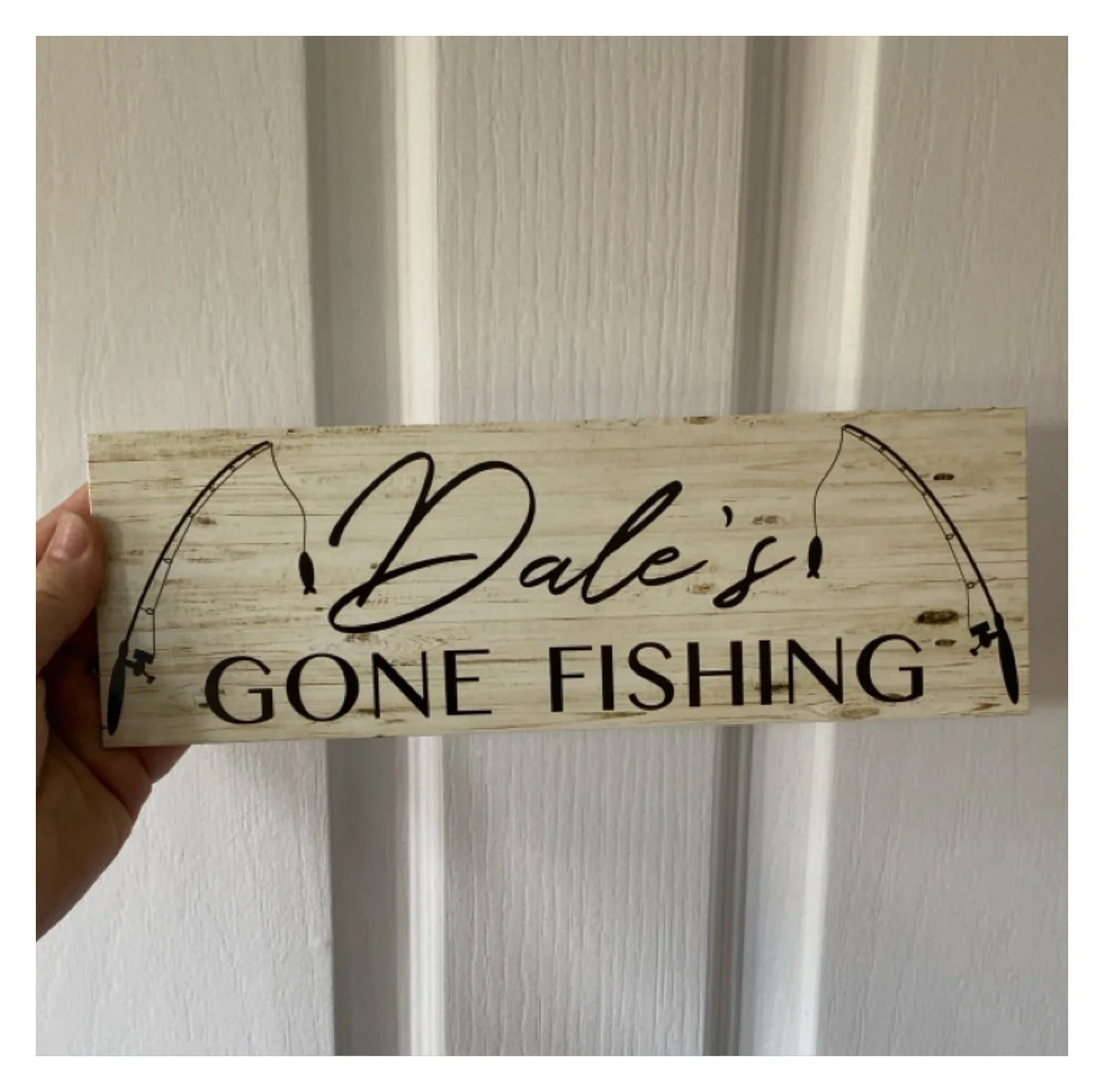Gone Fishing Rustic Personalised Custom Sign - The Renmy Store Homewares & Gifts