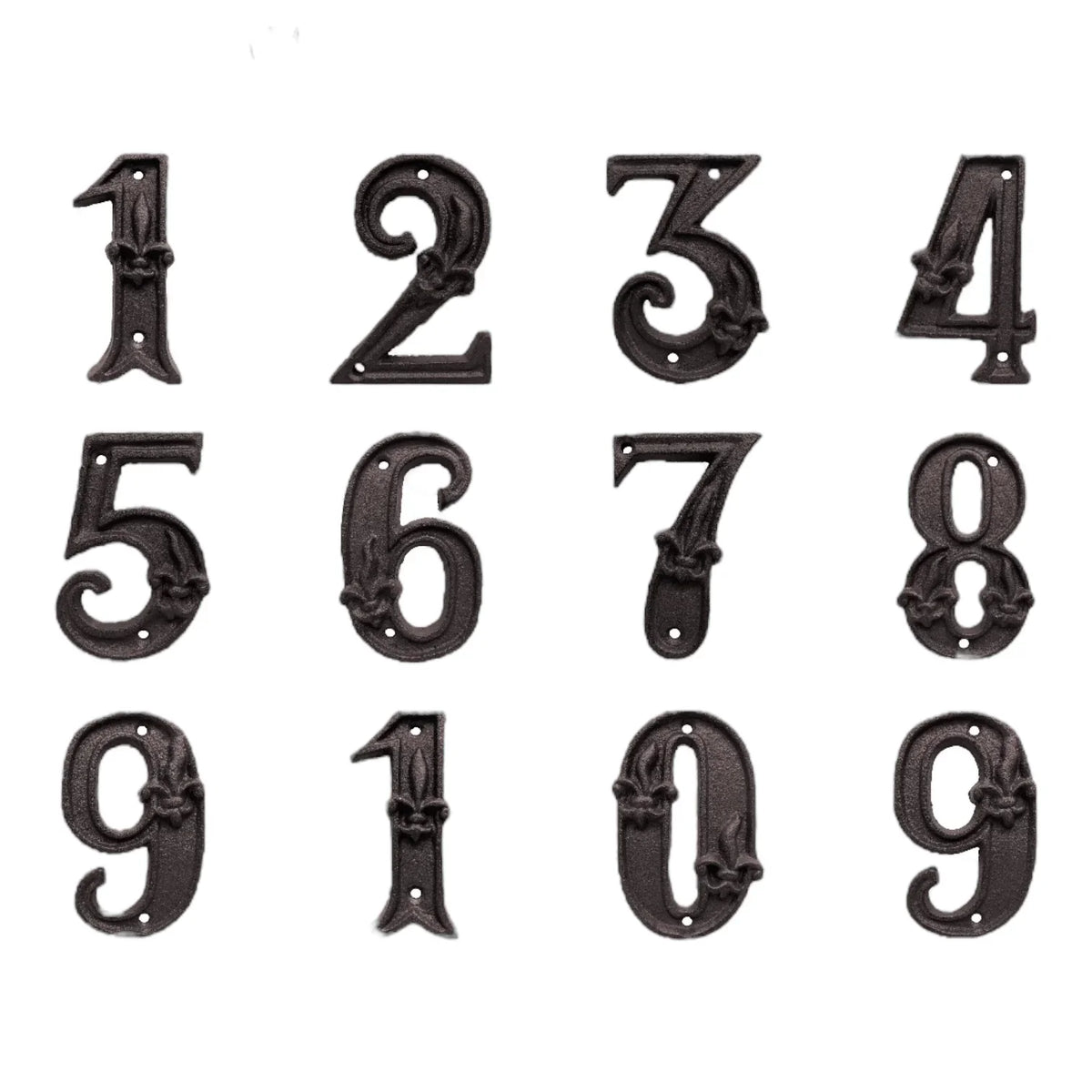 House Door Numbers French Provincial Fleur 1-10 Cast Iron - The Renmy Store Homewares & Gifts